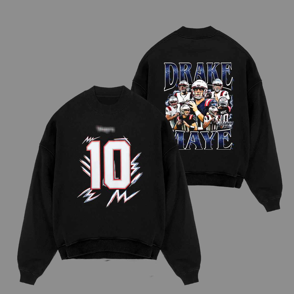 Drake Maye #10 Patriots England Edition Double Printed Oversize Lightweight Cotton Hoodie Sweatshirt Ver 2