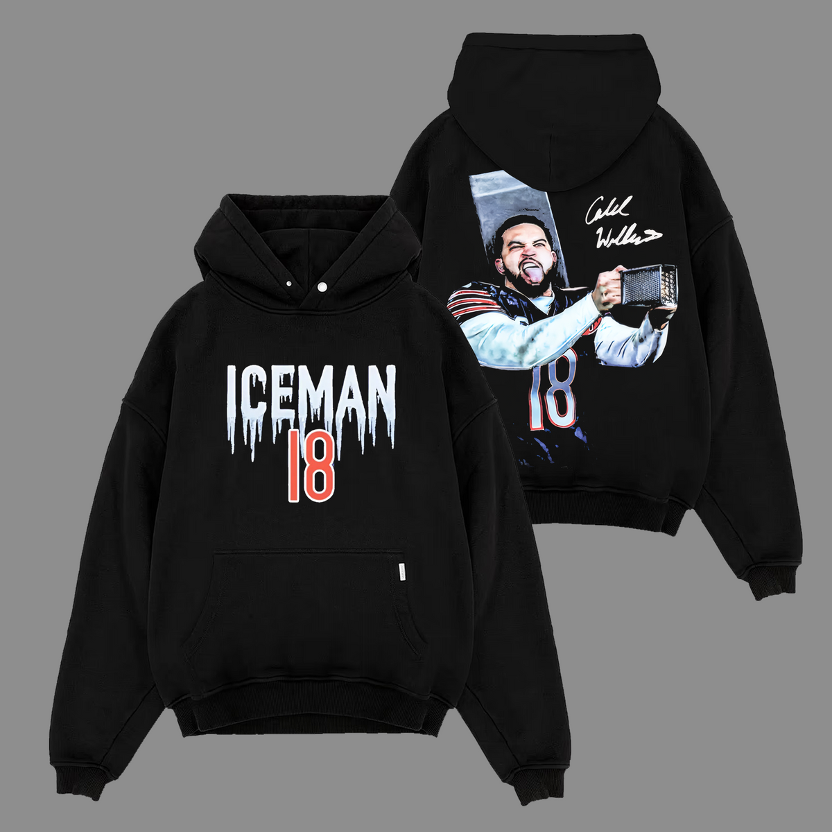 Ice Man Caleb Williams #18 Chicago Bears Edition Double Printed Oversize Lightweight Cotton Hoodie Sweatshirt