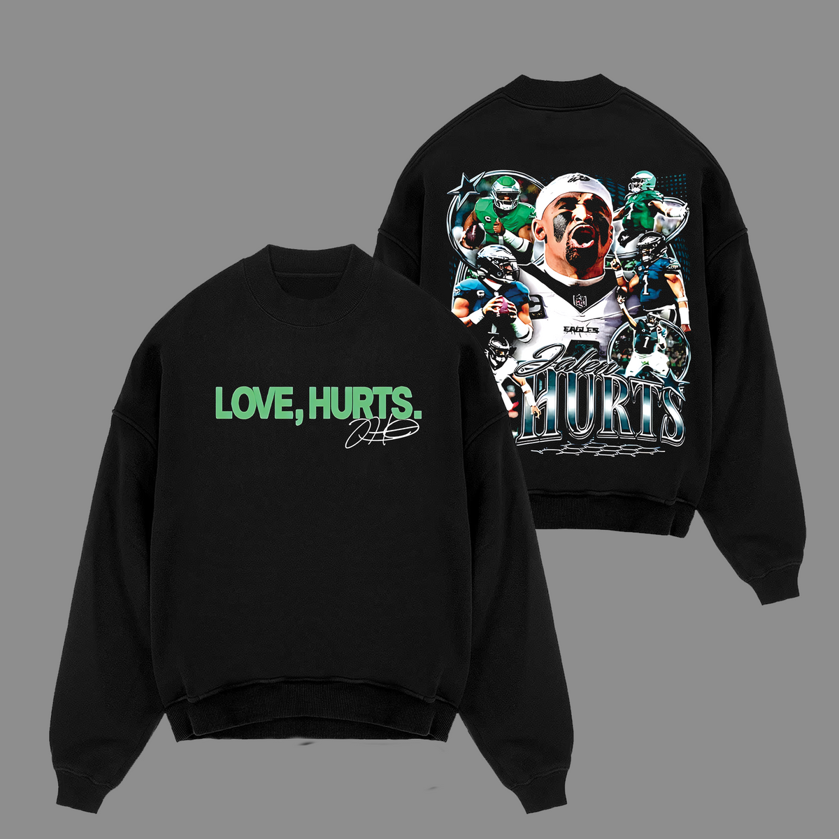 Love Hurts #1 Philadelphia Eagles Edition Double Printed Oversize Lightweight Cotton Hoodie Sweatshirt
