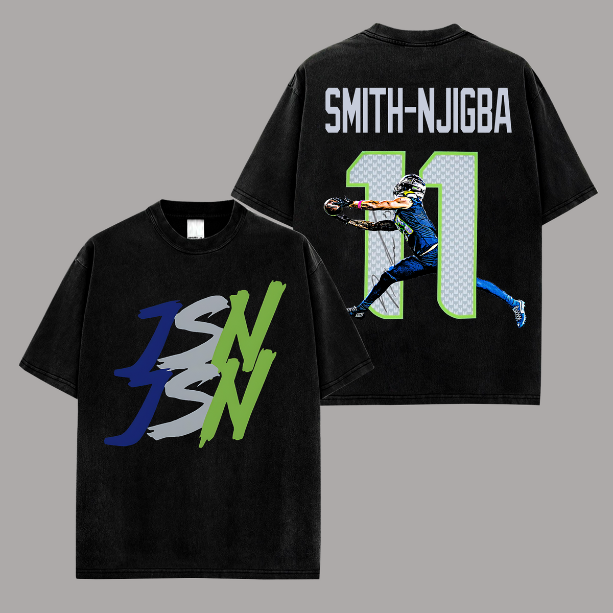 Jaxon Smith-Njigba Seattle Seahawks Edition Double Printed Oversize Lightweight Cotton T-Shirt