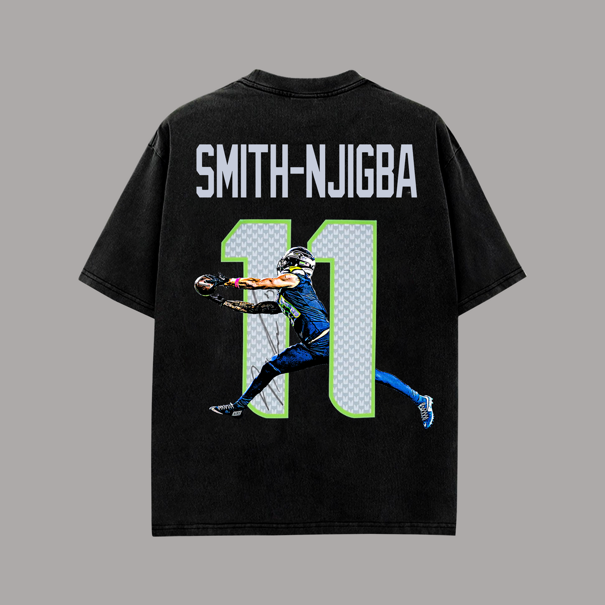 Jaxon Smith-Njigba Seattle Seahawks Edition Double Printed Oversize Lightweight Cotton T-Shirt