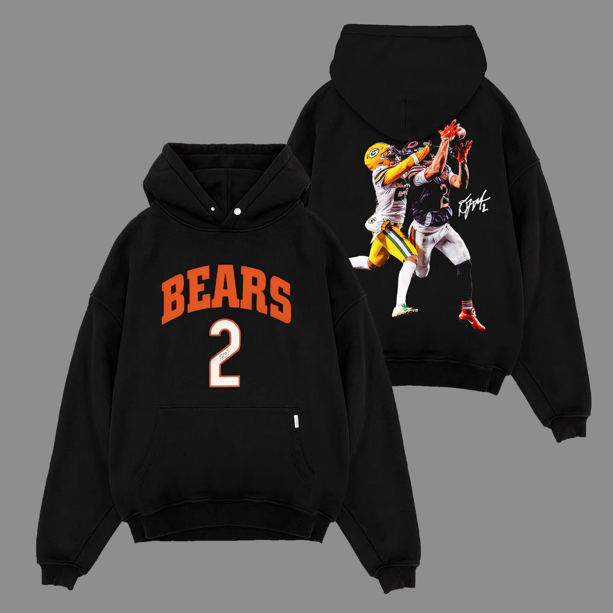DJ Moore #2 Chicago Bears Edition Double Printed Oversize Lightweight Cotton Hoodie Sweatshirt