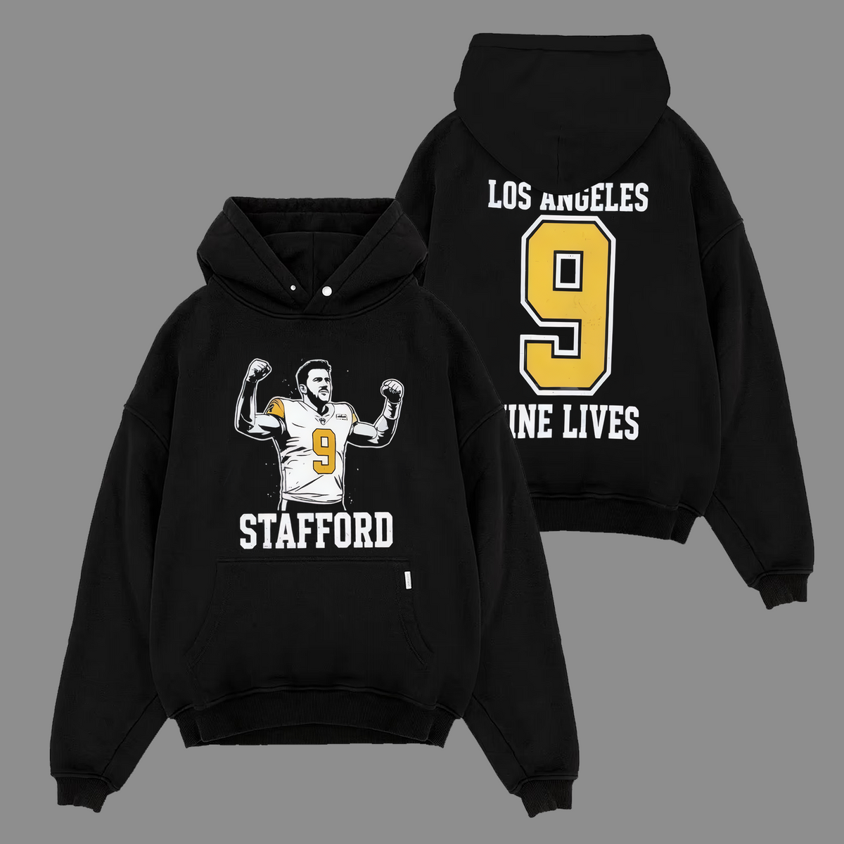 Matthew Stafford #9 Los Angeles Rams Edition Double Printed Oversize Lightweight Cotton Hoodie Sweatshirt