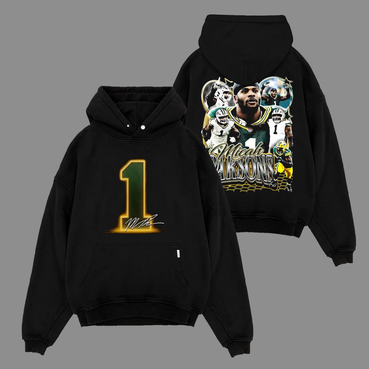 Micah Parsons  #1 Green Bay Packers Edition Double Printed Oversize Lightweight Cotton Hoodie Sweatshirt