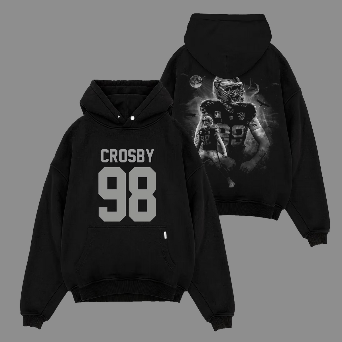 Maxx Crosby #98 Las Vegas Raiders Edition Double Printed Oversize Lightweight Cotton Hoodie Sweatshirt