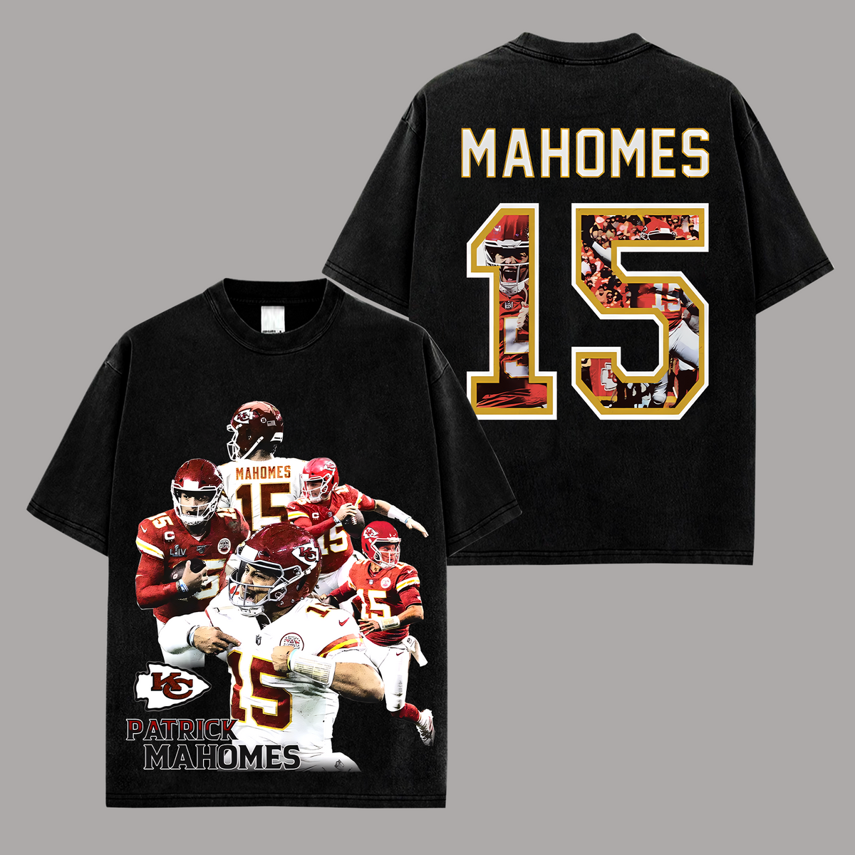 Patrick Mahomes #15 Kansas City Chiefs Edition Double Printed Oversize Lightweight Cotton T-Shirt