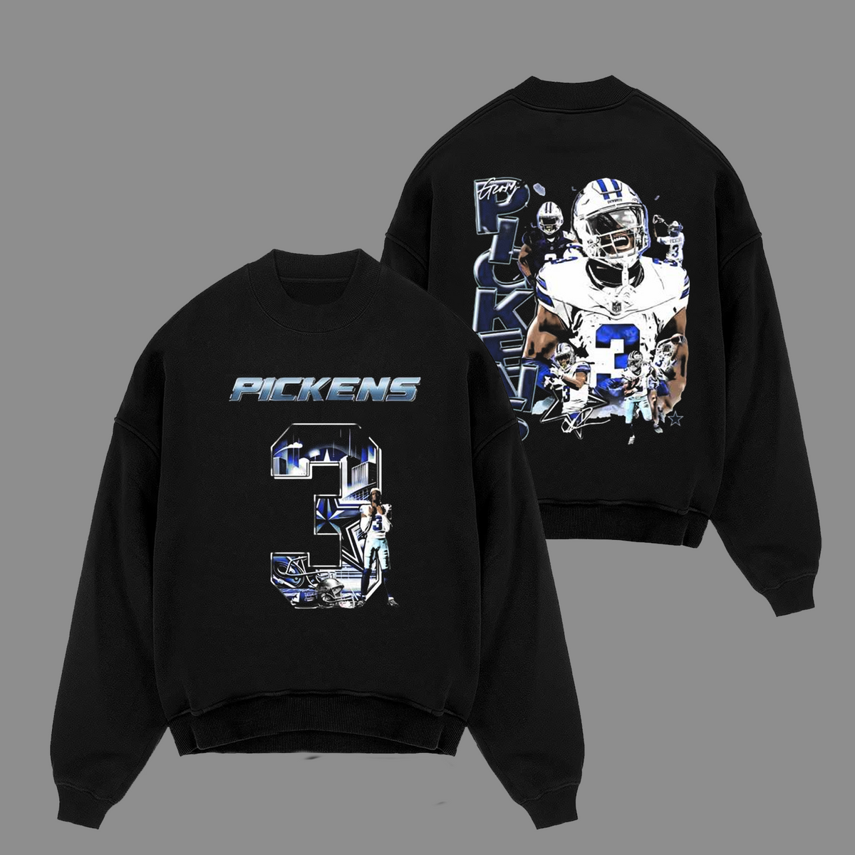 George Pickens #3 Dallas Cowboys Edition Double Printed Oversize Lightweight Cotton Hoodie Sweatshirt