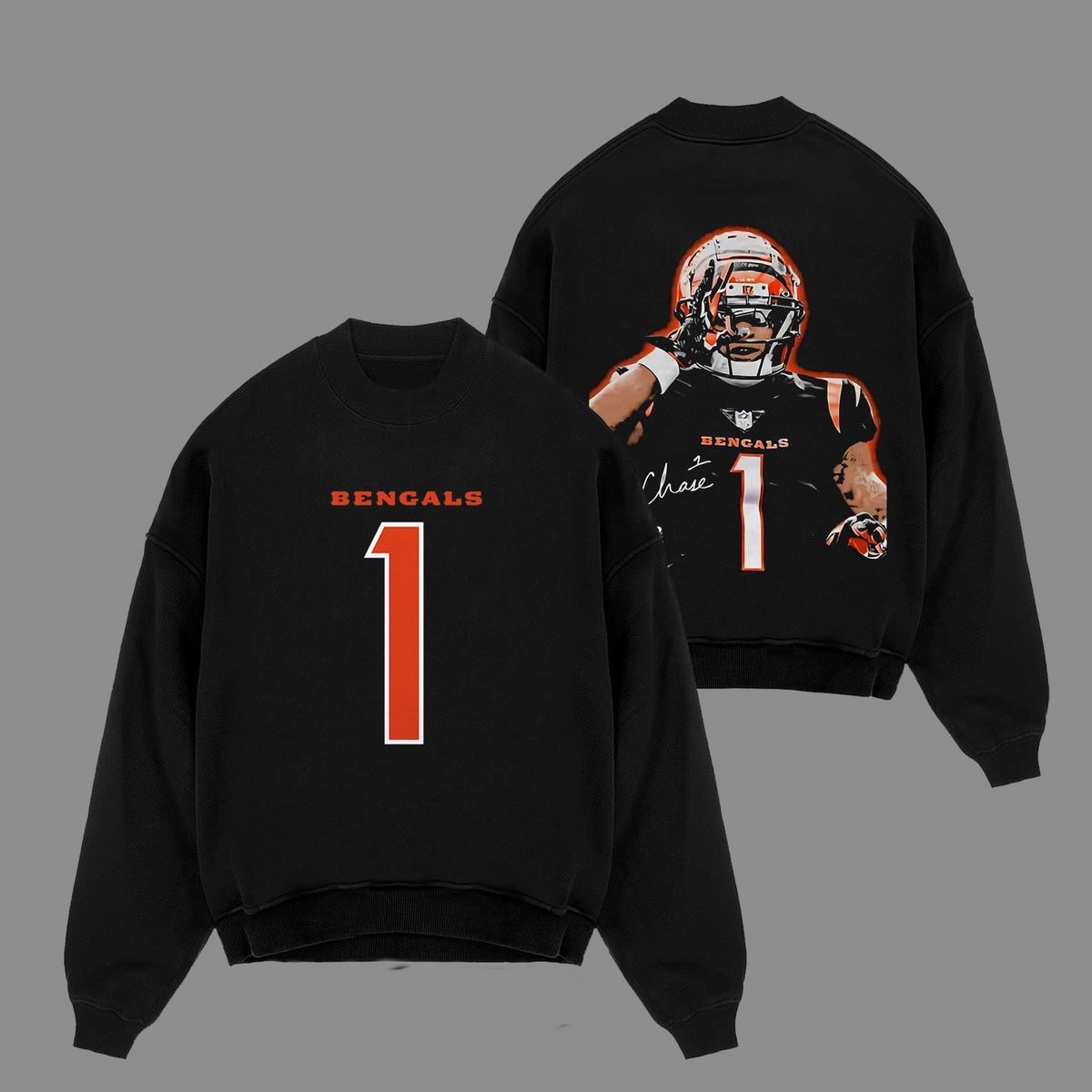 Ja'Marr Chase #1 Cincinnati Bengals Edition Double Printed Oversize Lightweight Cotton Hoodie Sweatshirt