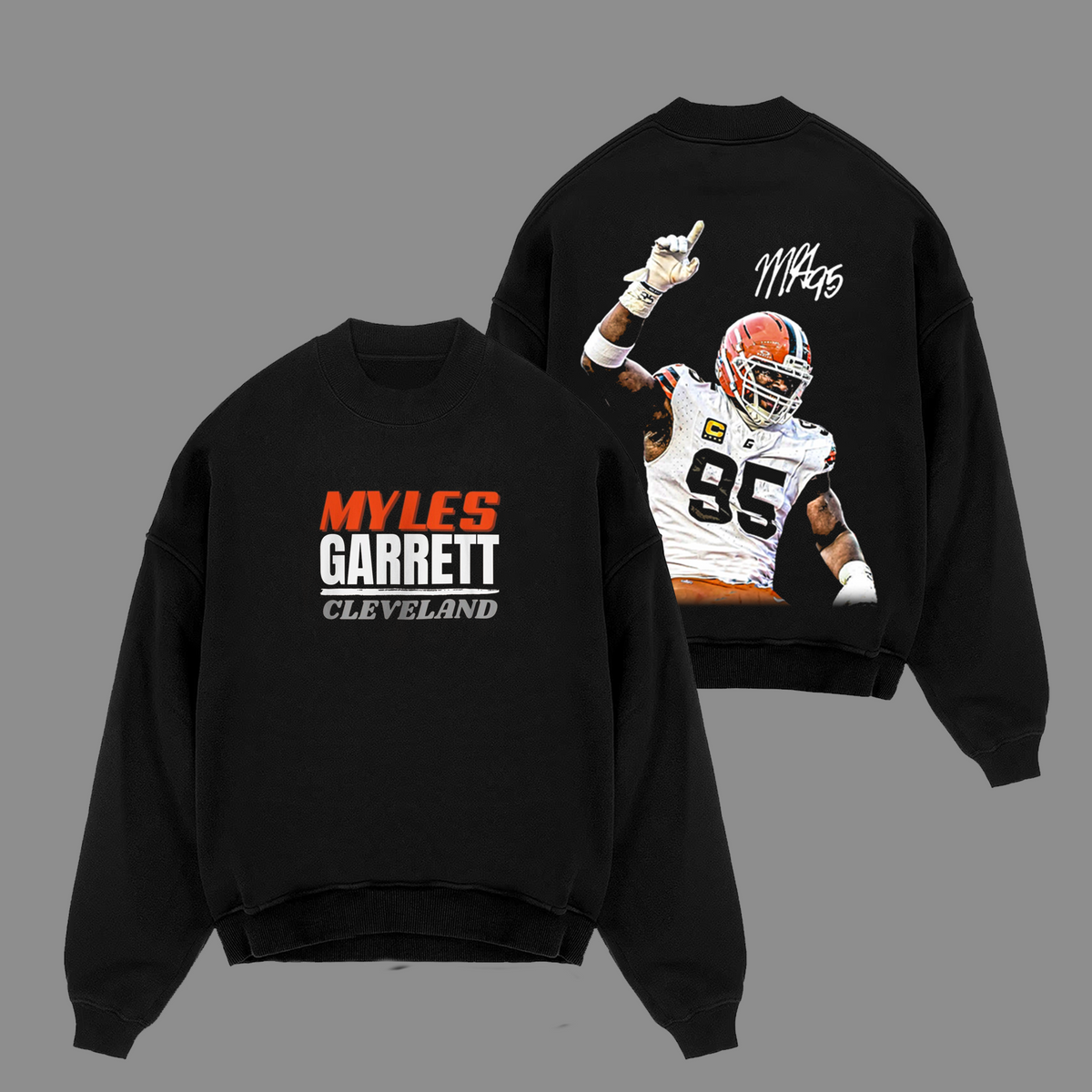 Myles Garrett #95 Cleveland Browns Edition Double Printed Oversize Lightweight Cotton Hoodie Sweatshirt