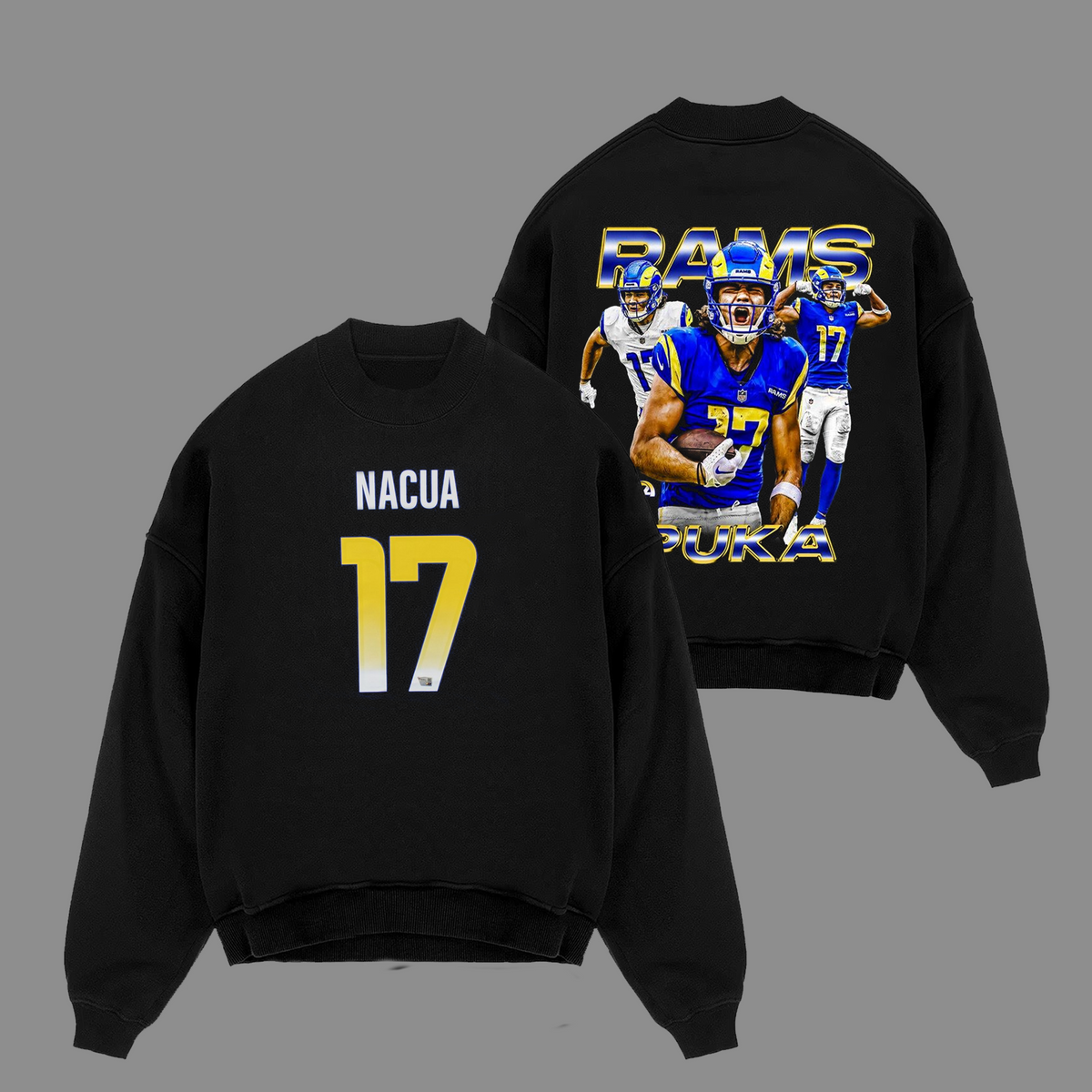 Puka Nacua #17 LA Rams Edition Double Printed Oversize Lightweight Cotton Hoodie Sweatshirt