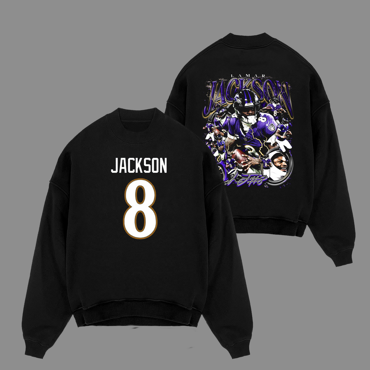 Lamar Jackson #8  Baltimore Ravens Edition Double Printed Oversize Lightweight Cotton Hoodie Sweatshirt