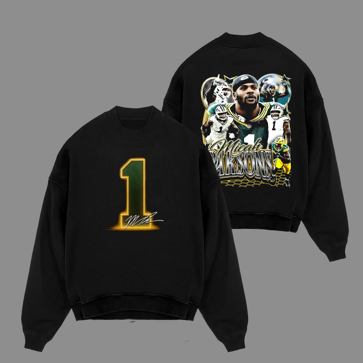 Micah Parsons  #1 Green Bay Packers Edition Double Printed Oversize Lightweight Cotton Hoodie Sweatshirt