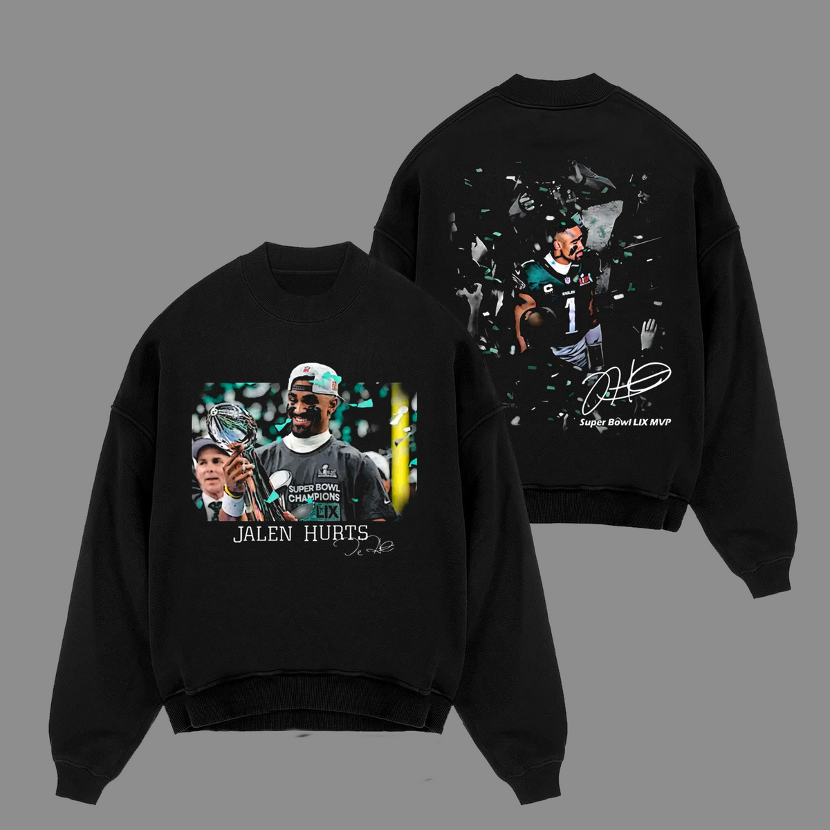 Jalen Hurts #1 Philadelphia Eagles Edition Double Printed Oversize Lightweight Cotton Hoodie Sweatshirt