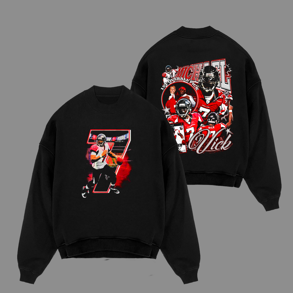 Michael Vick #7 Atlanta Falcons Edition Double Printed Oversize Lightweight Cotton Hoodie Sweatshirt