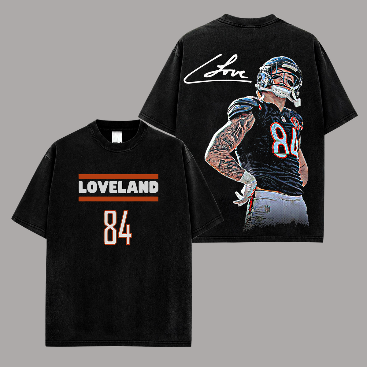Colston Loveland #84 Chicago Bears Edition Double Printed Oversize Lightweight Cotton T-Shirt