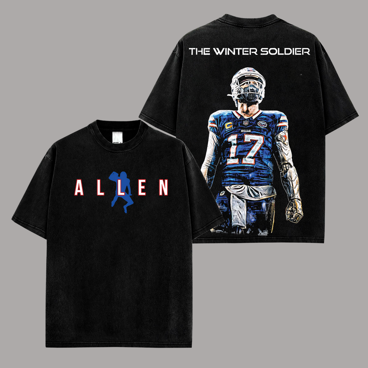The Winter Soldiers Josh Allen #17 Buffalo Bills Edition Double Printed Oversize Lightweight Cotton T-Shirt