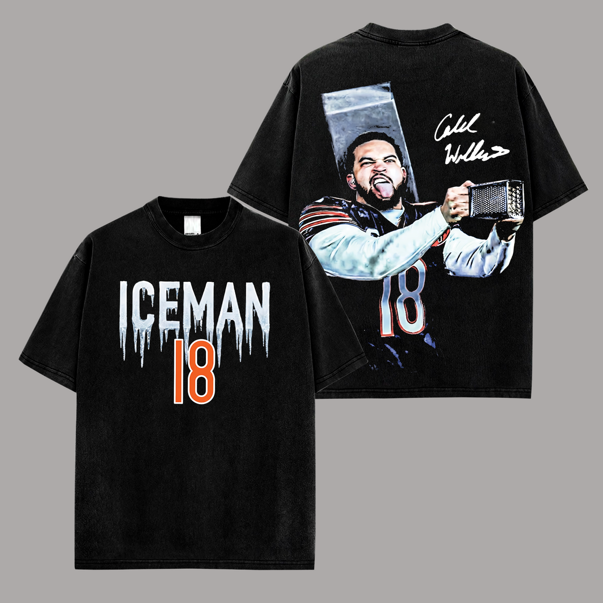 Ice Man Caleb Williams #18 Chicago Bears Edition Double Printed Oversize Lightweight Cotton T-Shirt