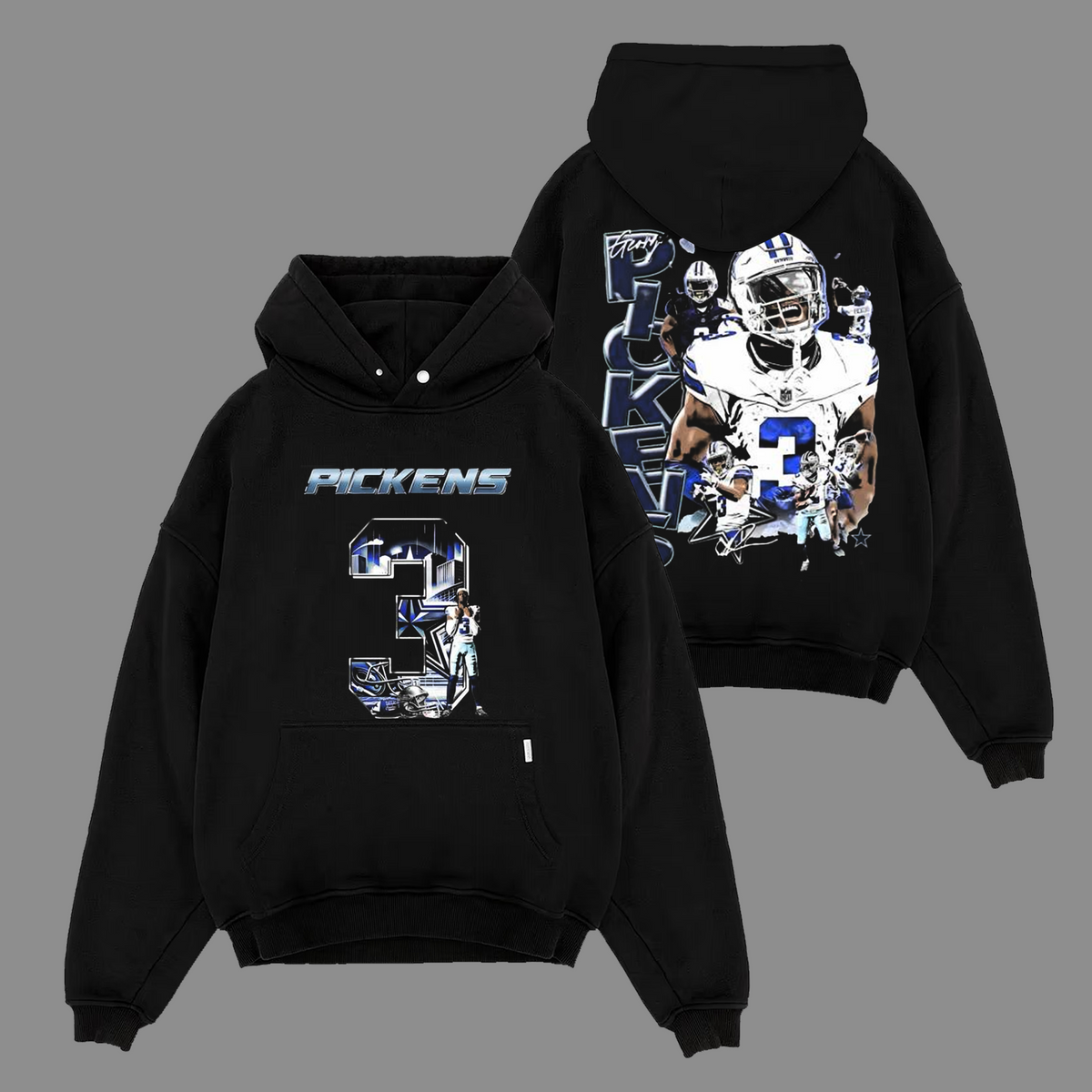 George Pickens #3 Dallas Cowboys Edition Double Printed Oversize Lightweight Cotton Hoodie Sweatshirt