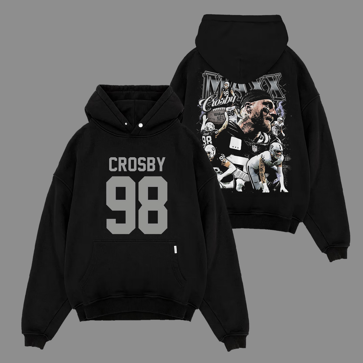 Maxx Madd #98 Las Vegas Raiders Edition Double Printed Oversize Lightweight Cotton Hoodie Sweatshirt