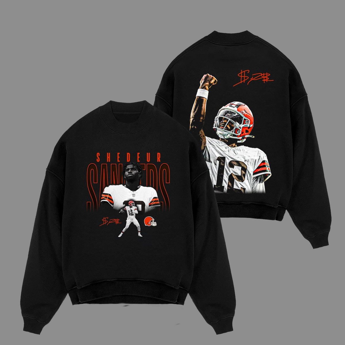 Shedeur Sanders #12 Cleveland Browns Edition Double Printed Oversize Lightweight Cotton Hoodie Sweatshirt