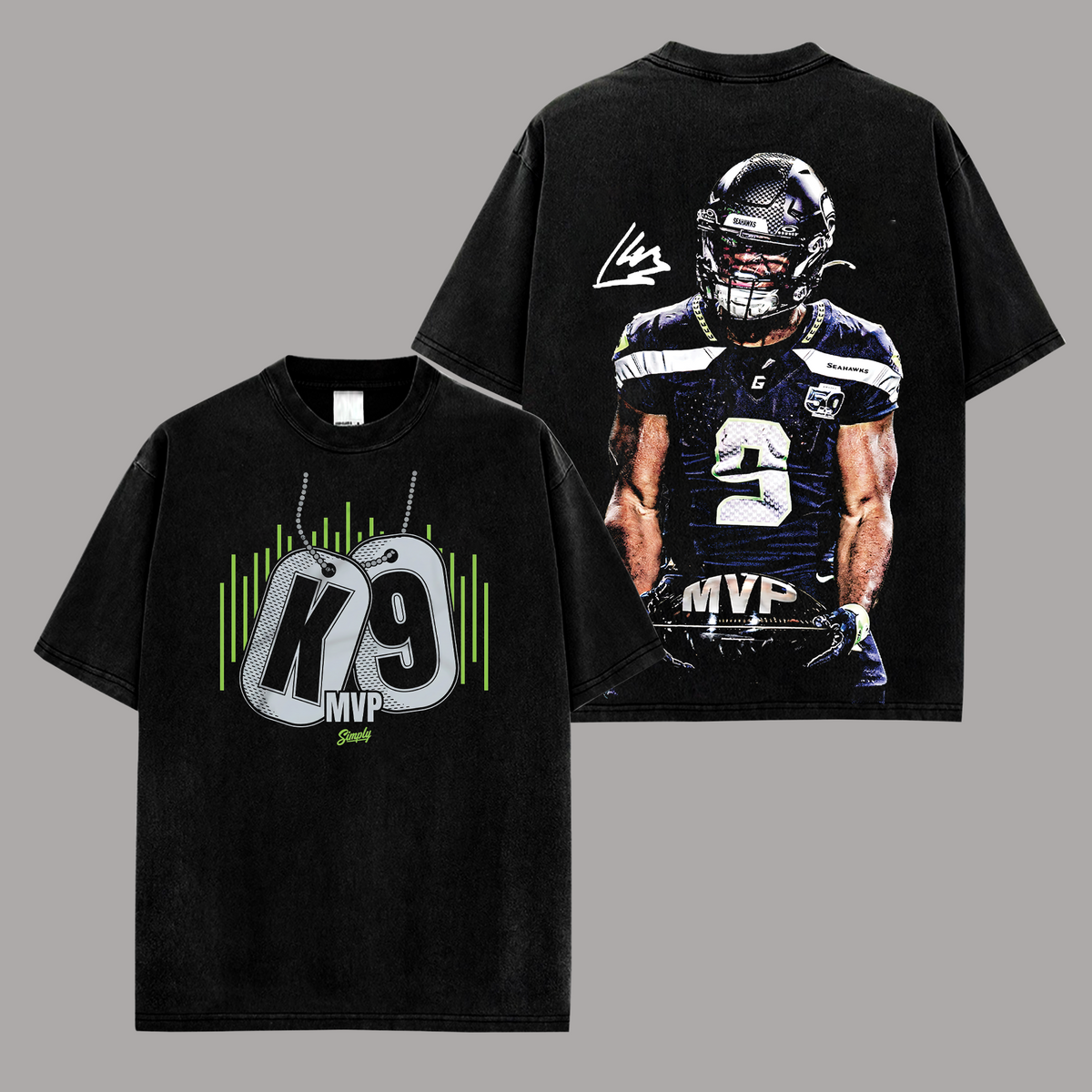 Kenneth Walker K9 MVP Seattle Seahawks Edition Double Printed Oversize Lightweight Cotton T-Shirt